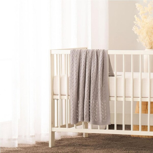 Little Gem Lyla Grey Cotton Baby Blanket 75 x 100 cm