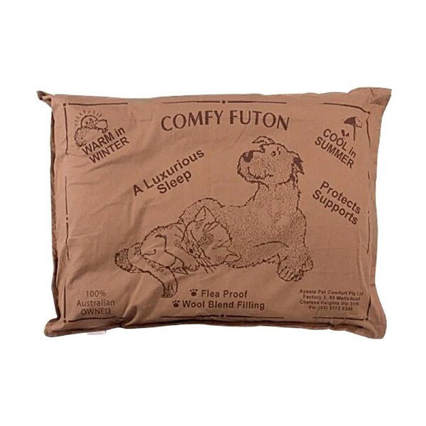 Australian Made Comfy Pet Futon 74cm Wool Blend Bed Cushion Small - Brown