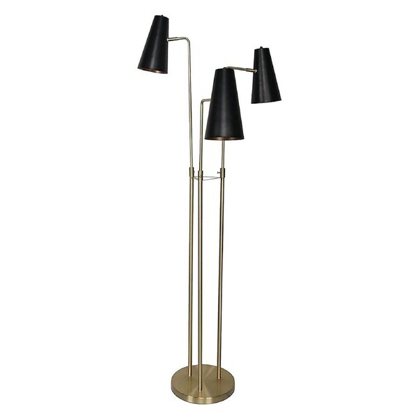 Sarantino Brass Floor Lamp with Three Metal Shades