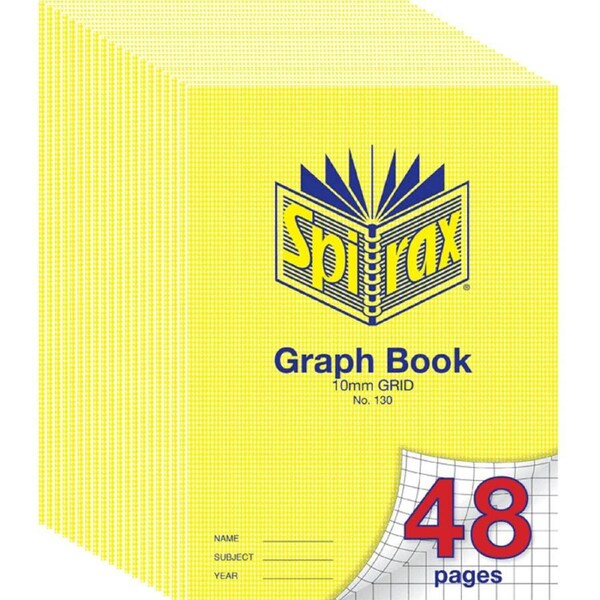 Spirax 130 Graph Book 10mm Grid 48 Pages A4 Pack 20