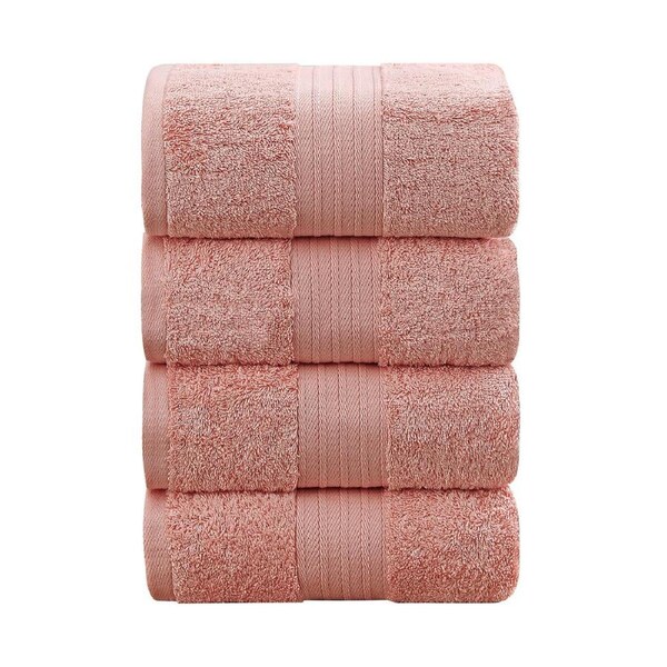 Linenland 4 Piece Cotton Bath Towels Set - Coral