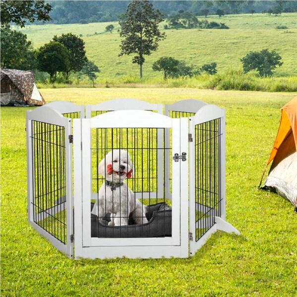 Pawz 6 Panels Pet Dog Playpen Puppy Exercise Cage Enclosure Fence Indoor White