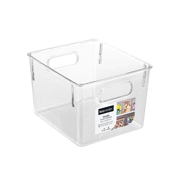 3 x Medium Acrylic Storage Container 21x19cm Box Organiser Basket Bin Clear Tray