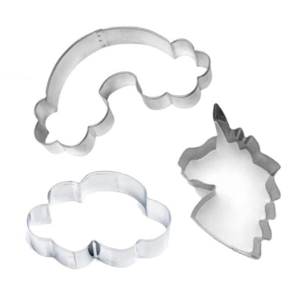 3PC Fondant Cookie Cutter Set Fantasy Set Unicorn Cloud Rainbow Cookie Cutters