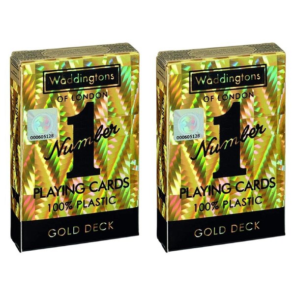 2x Waddingtons Gold Edition Traditional Plastic Classic Playing Cards Deck 5y+
