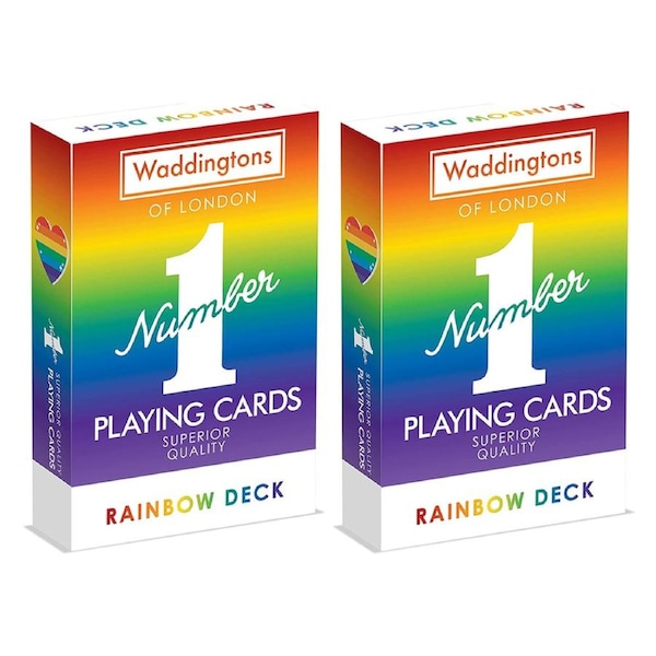 2x Waddingtons Rainbow Colour Edition Traditional/Classic Playing Cards Deck 5+