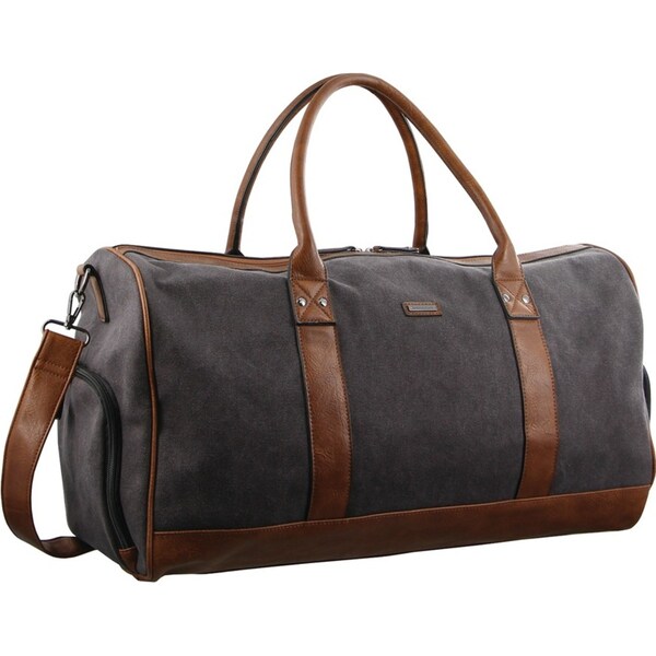 Pierre Cardin Canvas Mens Travel Bag Duffle Weekend Overnight Business Luggage - Black