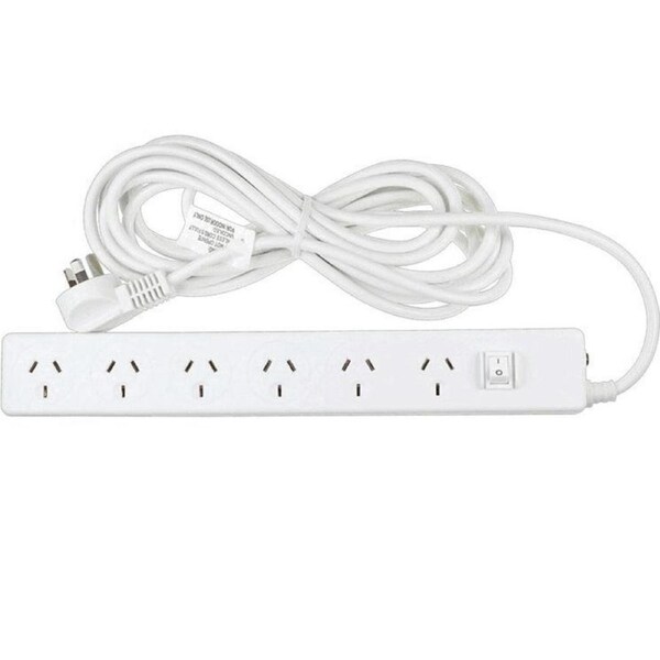 Jackson Surge Protected 6 Way Outlet Board Master Switch Power Board 5m Cable