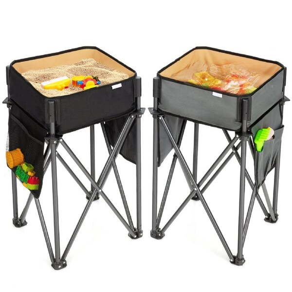 Costway 2pcs Folding Picnic Tables Outdoor Camping tables Portable Side Storage Organizer