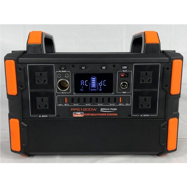 1200W MILLERS FALLS PORTABLE POWER STATION - PURE SINE WAVE - SOLAR