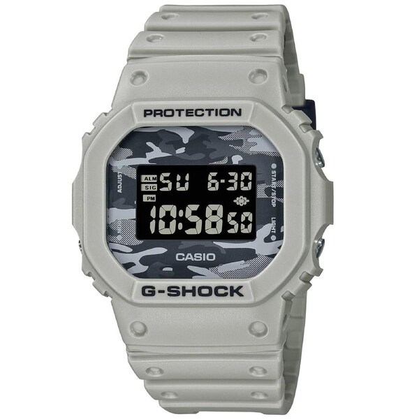 G-Shock Light Grey Camo Reverse LCD Boys/Men's Digital Sports Watch DW-5600CA-8