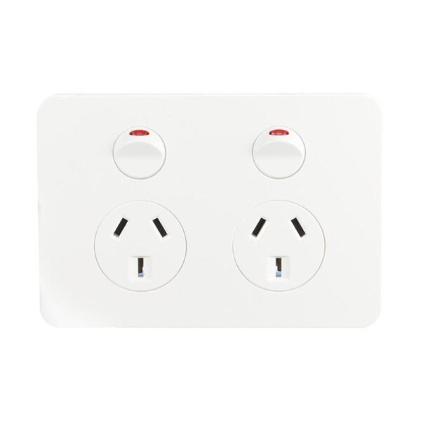 Hager Allure WBHP2S - Double Internal PowerPoint With Shutter - 10Amp - Gloss White