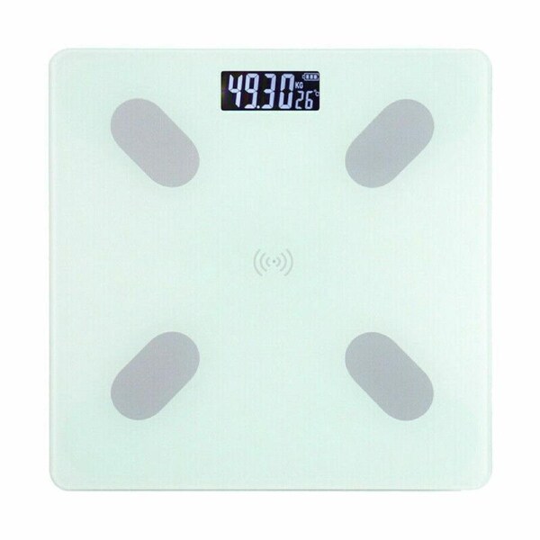 Ozoffer Wireless Digital Bathroom Body Fat Scale 180KG Bluetooth Scales Weight WHITE