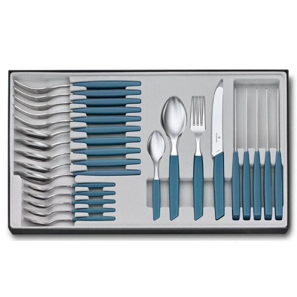 New Victorinox 24 Piece Modern Table Cutlery Set of 24pc Cornflower