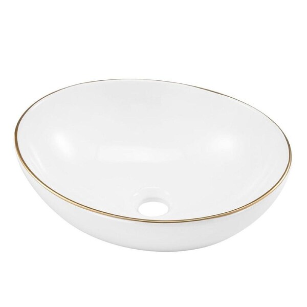 White Bathroom Sink Vessel Wash Basin Washing Vanity Bowl Above Counter Hand Toilet Bath Countertop Modern Oval Ceramic