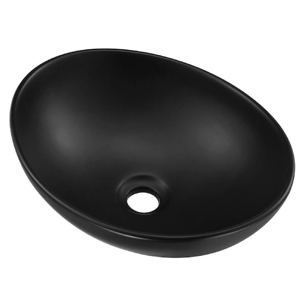 Black Bathroom Sink Basin Vessel Wash Washing Vanity Bowl Countertop Above Counter Toilet Bath Hand Modern Oval Ceramic