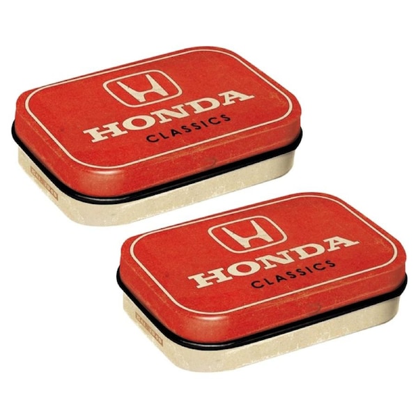 2x Nostalgic Art 4x6cm Metal Mint Box Sugar-Free Honda AM Classics Car Logo