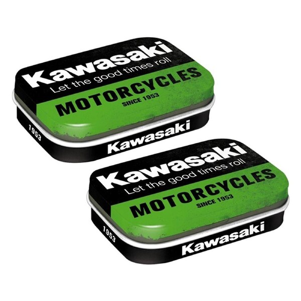 2x Nostalgic Art 4x6cm Metal Mint Box Tin Sugar-Free Candy Kawasaki Motorcycles