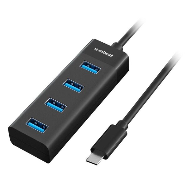 mbeat USB-C to 4 Port 3.0 Hub - Black