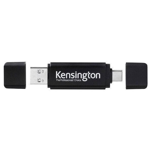 Kensington 32GB Dual USB-A/USB-C Flash Drive Memory Stick File Storage Black