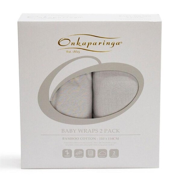 2PK Onkaparinga Baby Cotton Jersey Wraps Sleeping Blanket Wrap Silver