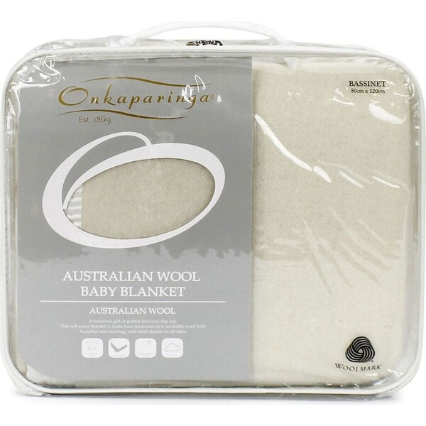 Onkaparinga Baby Australian Wool Soft Warm Nursery Blanket For Bassinet Cream