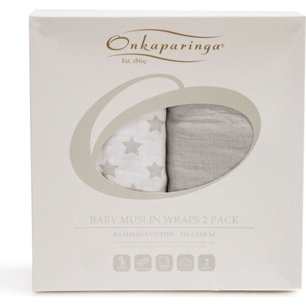 2PK Onkaparinga Baby Swaddle Muslin Sleeping Blanket Wrap Cotton Wraps Silver
