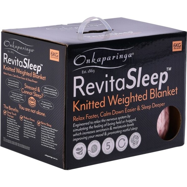 Onkaparinga 6kg Knitted Sleep Weighted Blanket Heavy Home Bedding Soft Peach