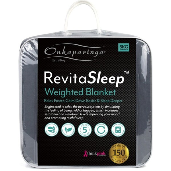 Onkaparinga Family 5kg Cotton 122x183cm Weighted Blanket Home Bedding Charcoal