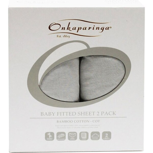 Onkaparinga Baby Soft Bamboo Cotton Jersey Fitted Sheet For Cot/Crib Silver
