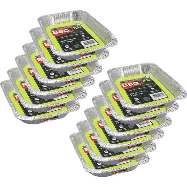 12x Lemon & Lime Rectangle 45.5x34cm Foil Oven Baking Tray BBQ Container LRG SLV