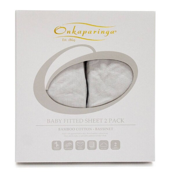 Onkaparinga Baby Bamboo Cotton Jersey Soft Fitted Sheet For Bassinet Silver