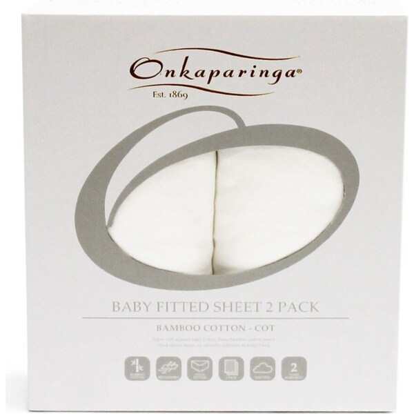 Onkaparinga Baby Bamboo Cotton Jersey Nursery Fitted Sheet For Cot/Crib White