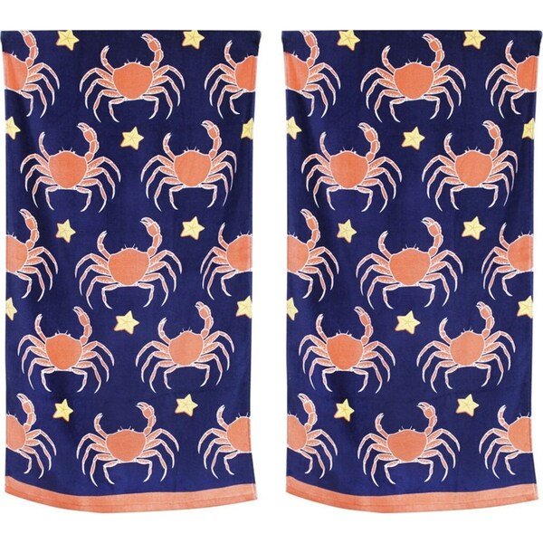 2x Onkaparinga Kids 60x120cm Beach/Swimming Pool Towel Absorbent Cotton Crabs