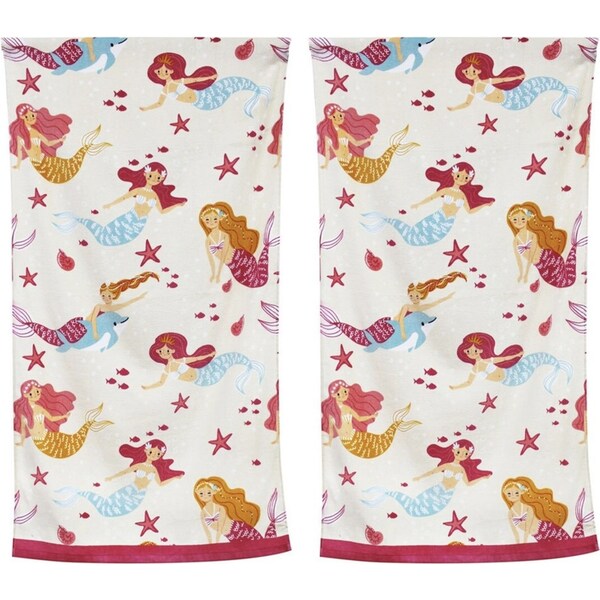 2x Onkaparinga Kids 60x120cm Beach/Swim Pool Towel Absorbent Cotton Mermaids
