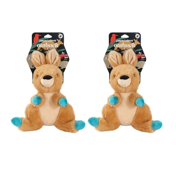 2x Paws & Claws Outback Buddies Kangaroo Interactive Pet/Dog Toy w/ Squeaker