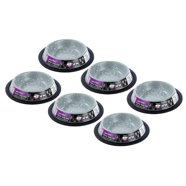 6x Paws & Claws Savoy 180ml/15.5cm Pet/Dog Stainless Steel Food Bowl Non-Slip GR