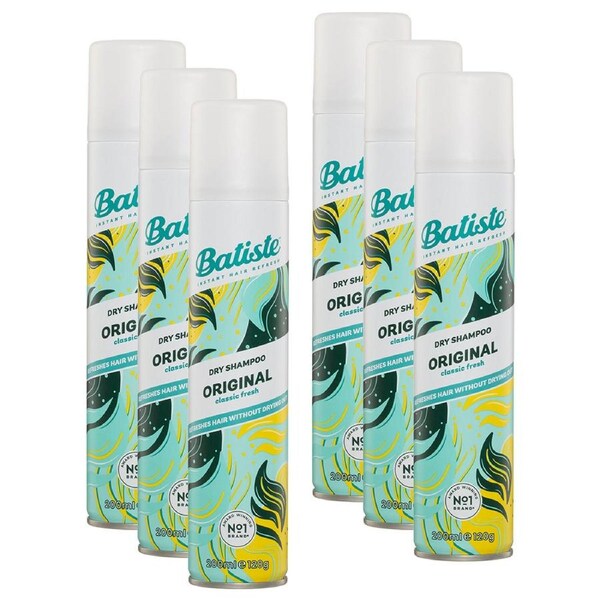6pc Batiste Instant Hair Refresh 200ml Original Classic Fresh Dry Shampoo Spray