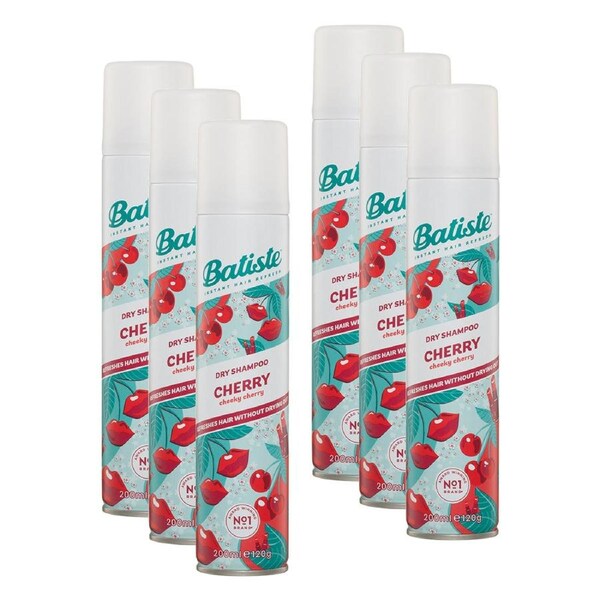 6pc Batiste Instant Hair Refresh 200ml Cheeky Cherry Dry Shampoo Spray Care