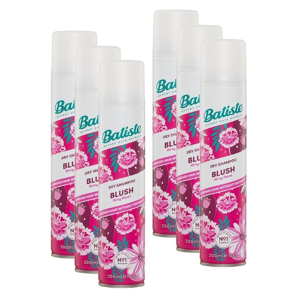 6x Batiste Instant Hair Refresh 200ml Blush Flirty Floral Dry Shampoo Spray Care