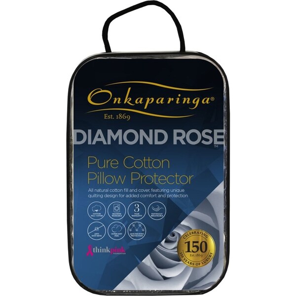 Onkaparinga Diamond Rose Quilted Cotton Pillow Protector Cover White 48x73cm