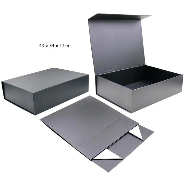 Large Kraft Cardboard Gift Box Magnetic Lid Black Wrapping Hamper Packaging Box
