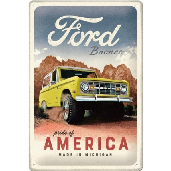 Nostalgic Art Medium Sign 20x30cm Metal Wall Decor Ford Bronco Pride Of America