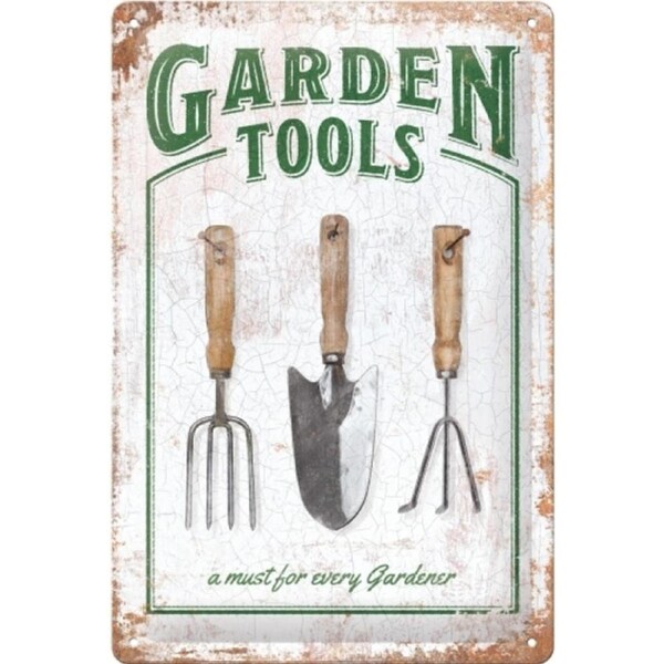 Nostalgic Art Medium Sign 20x30cm Metal Wall Hanging Home Decor Garden Tools