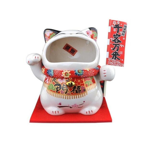 Maneki-Neko Abundance 19cm Lucky Cat with Storage Tray