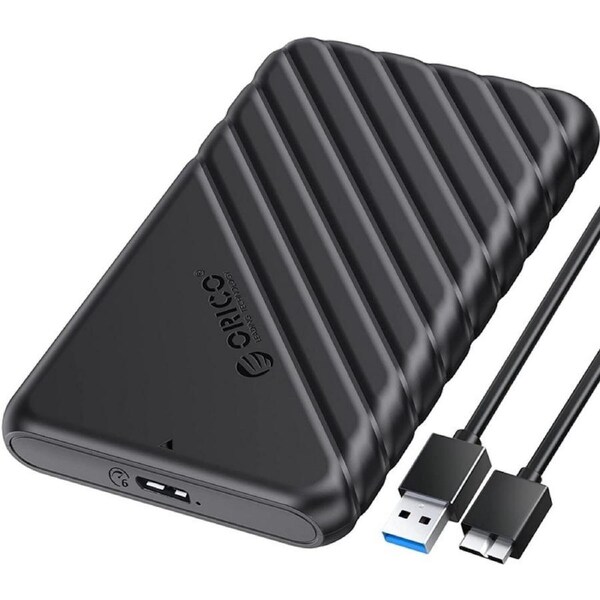 Orico 2.5" External Hard Drive Enclosure USB to SATA for HDD/SSD 7/9.5mm - Black [25PW1-U3-BK]