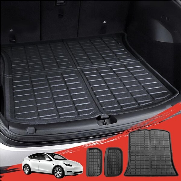 3pcs Tesla Model Y 2021-2024 Rear Well Front Cargo Trunk Toolbox Boot Liner Floor Mat