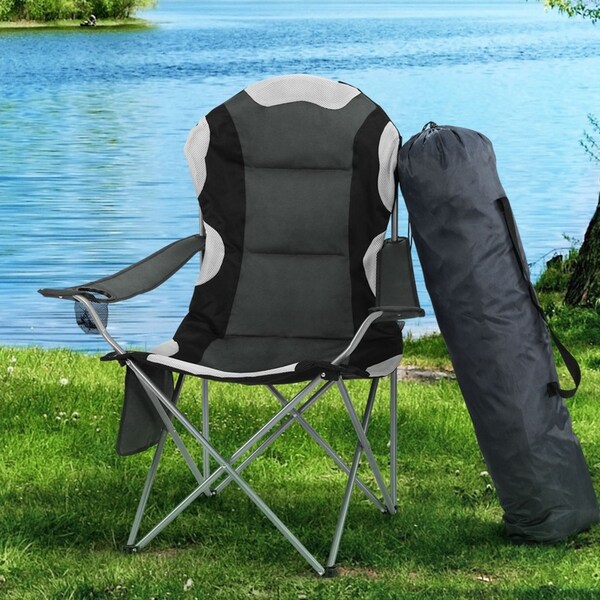 2x Camping Chair Weisshorn Folding Portable Outdoor Chair Grey