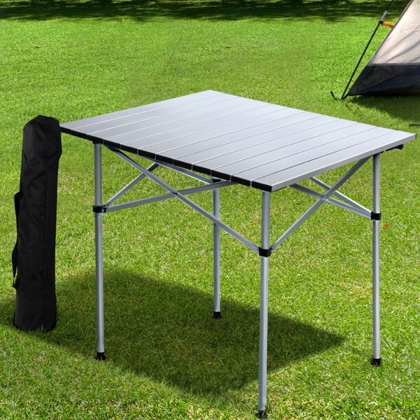 70cm Weisshorn Camping Table Folding Roll Up Outdoor Picnic BBQ Aluminium Desk