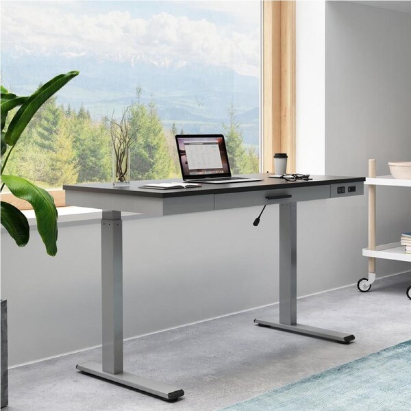 DESX Height Adjustable Electric Standing Desk - Storage Drawer and USB Outputs - Black